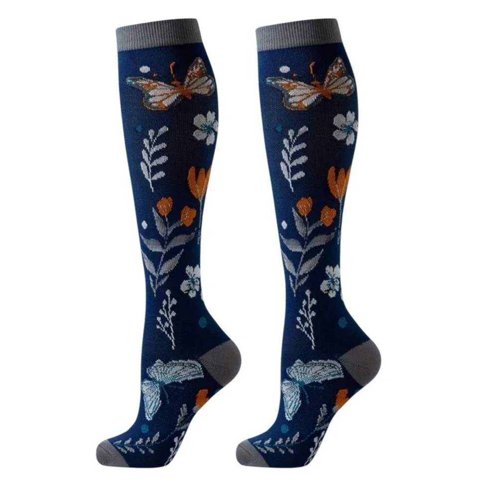 Unisex 20-30 mmHg Compression Socks L/XL Medical‎ Butterflies Gardencore 2 Pairs